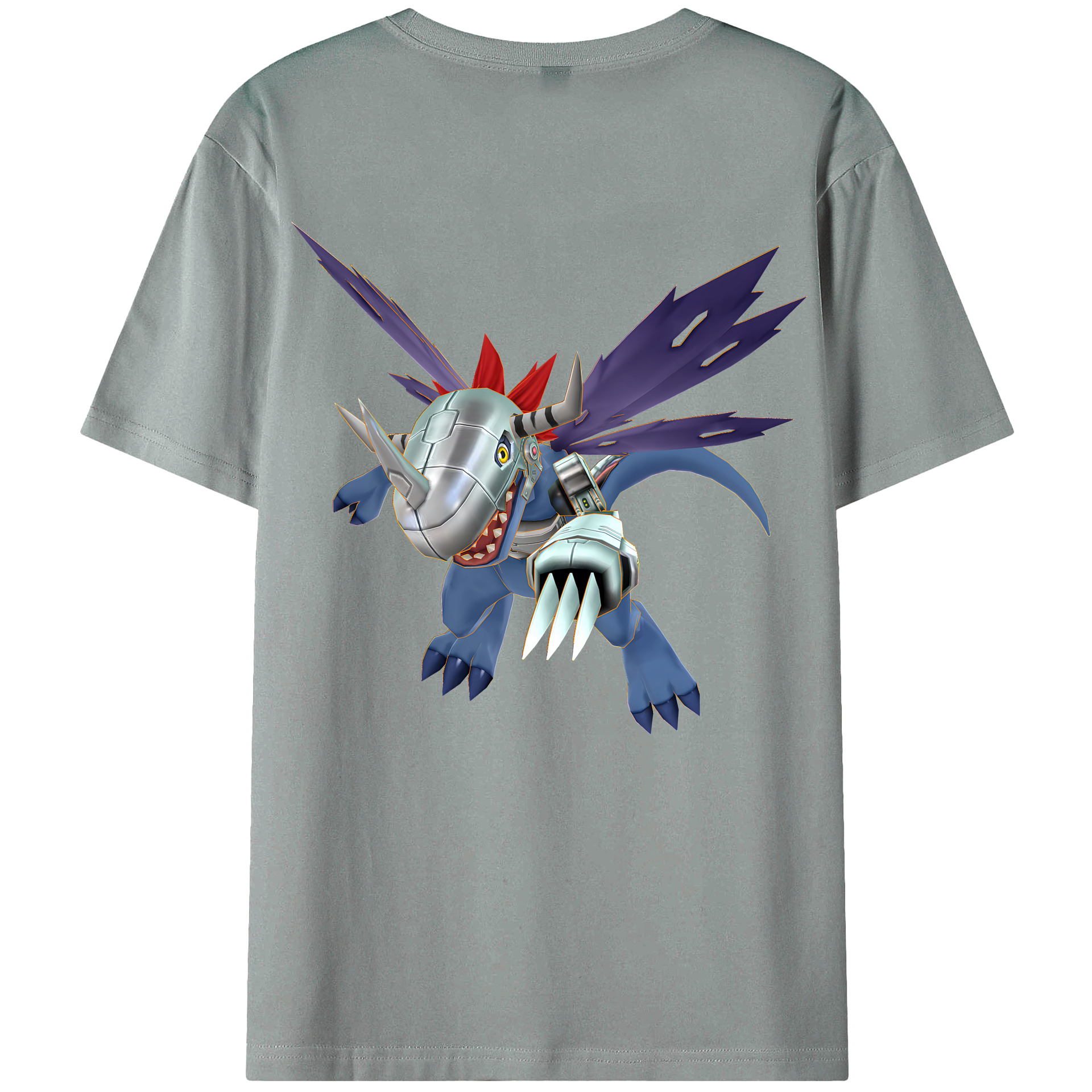 （画像用） Digimon デジタルモンスター/デジモン 綿100％ メンズ半袖Tシャツ（バックプリント） 通気性